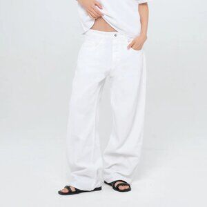 Icon Denim Bea Wide Leg Jeans White Size 27 NEW NWT